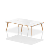 Oslo 1200mm Back to Back 4 Person Desk White Top Natural Wood Edge White Frame OSL0104 DD